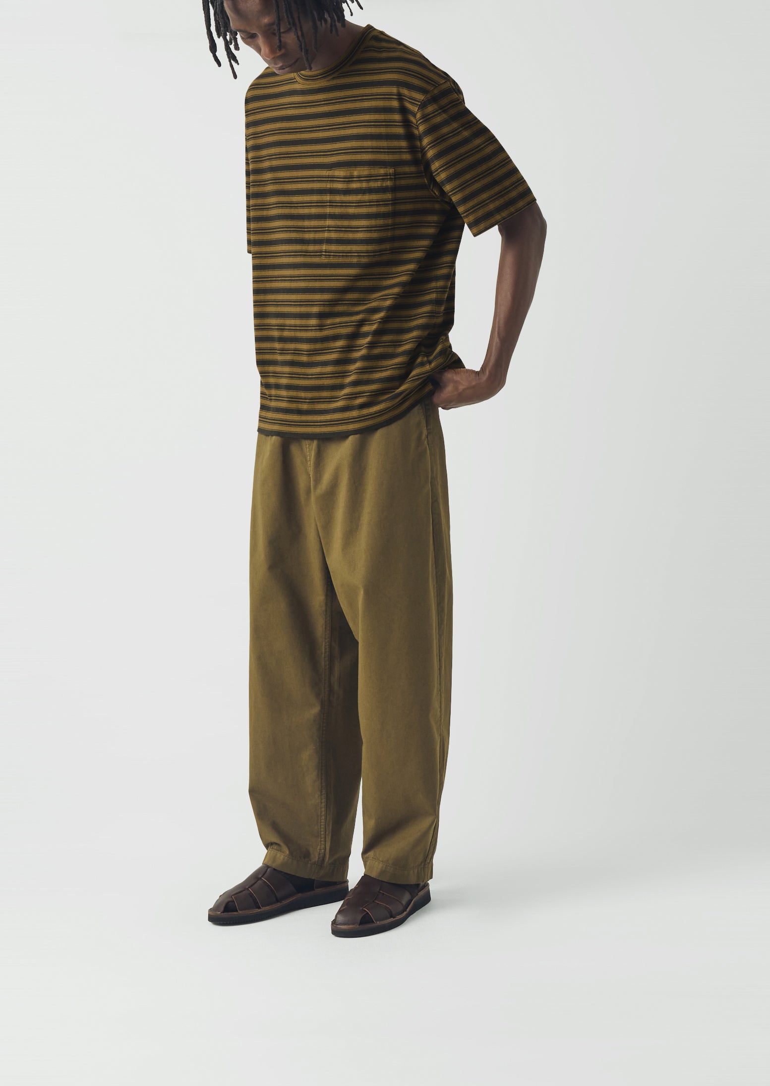 Gabriel Garment Dyed Cotton Twill Trousers | Khaki | TOAST