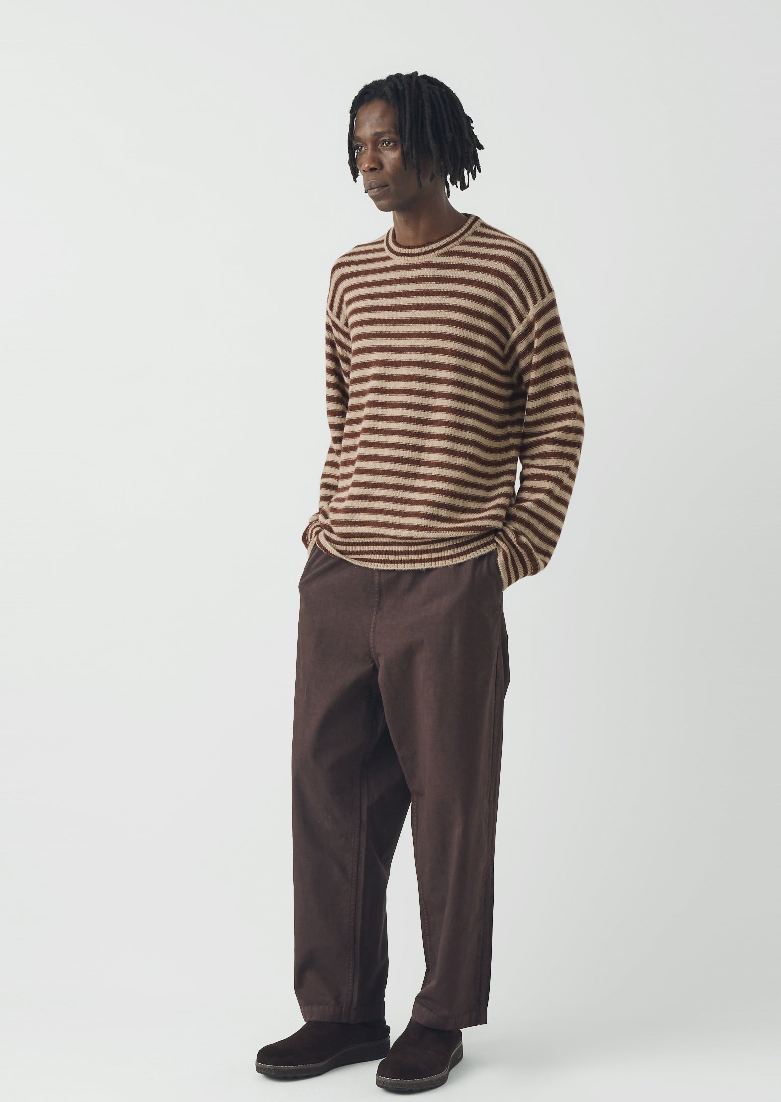 Gabriel Garment Dyed Cotton Twill Trousers | Dark Cocoa | TOAST