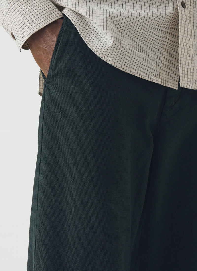 Rory Overdyed Micro Houndstooth Cotton Trousers | Oil Green
