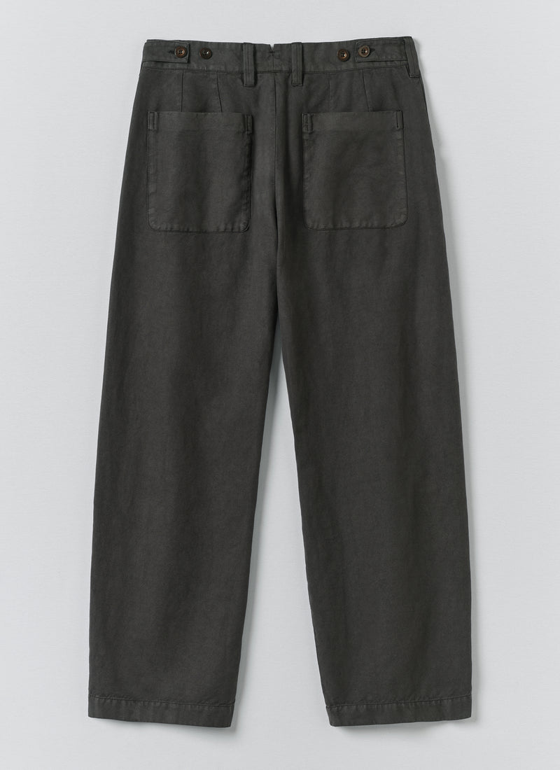 Jude Wide Leg Cotton Twill Trousers | Soft Black
