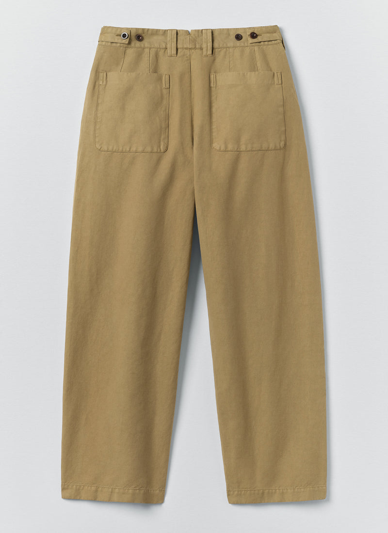 Jude Wide Leg Cotton Twill Trousers | Olive Leaf