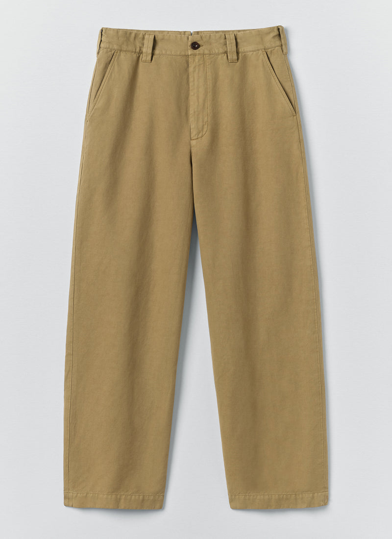 Jude Wide Leg Cotton Twill Trousers | Olive Leaf