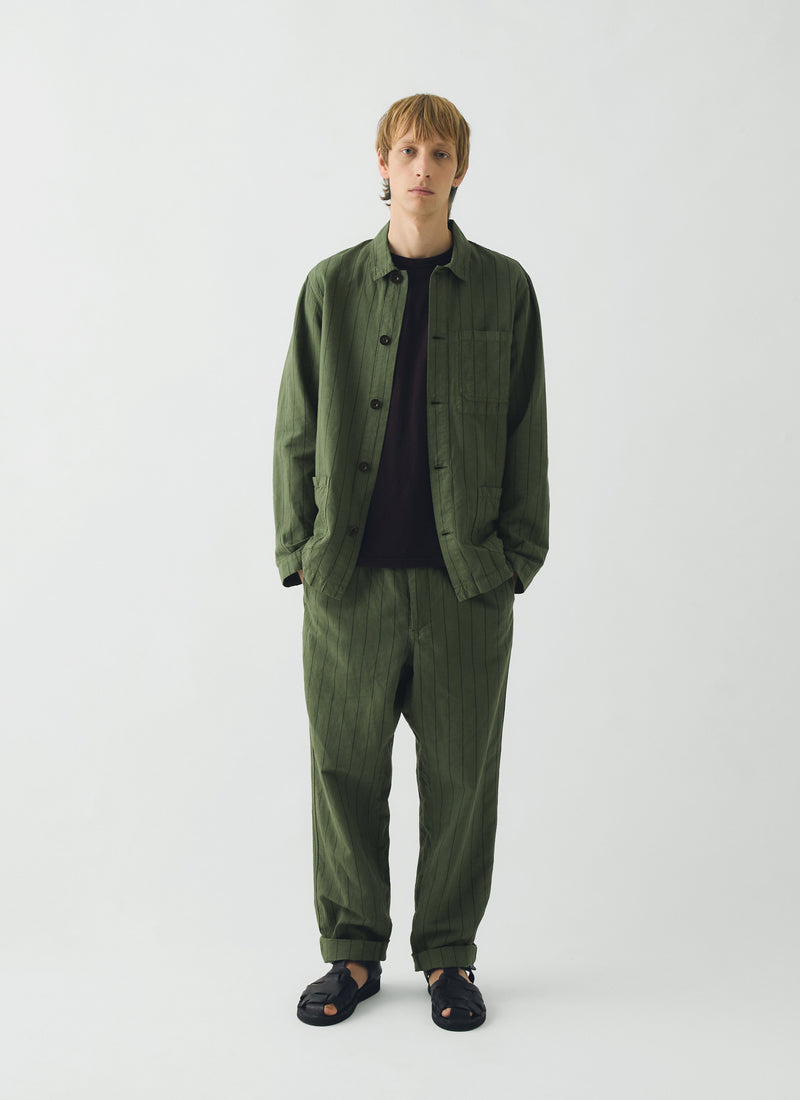 Overdyed Stripe Elasticated Cotton Linen Trousers | Basil
