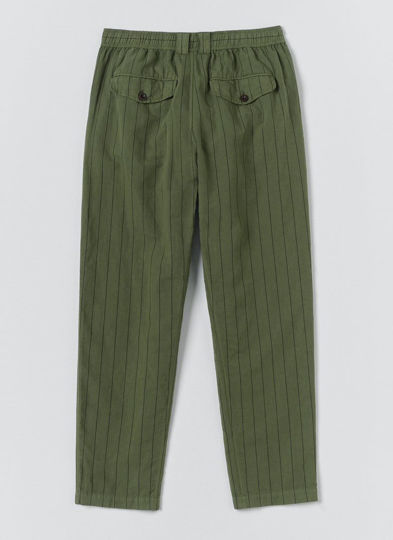 Overdyed Stripe Elasticated Cotton Linen Trousers | Basil
