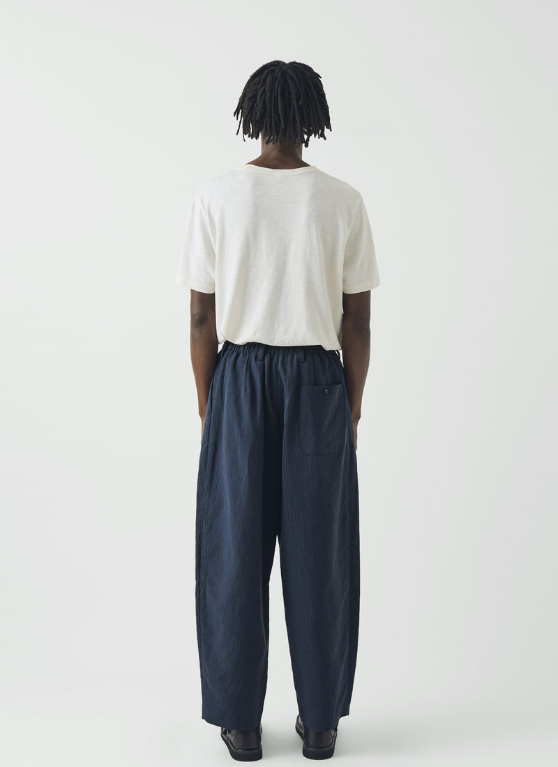 Caspar Stripe Pleat Trousers | Navy/Fawn