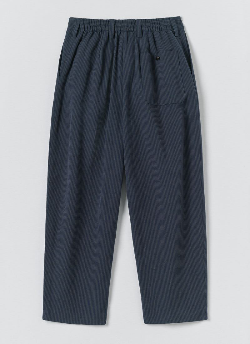 Caspar Stripe Pleat Trousers | Navy/Fawn