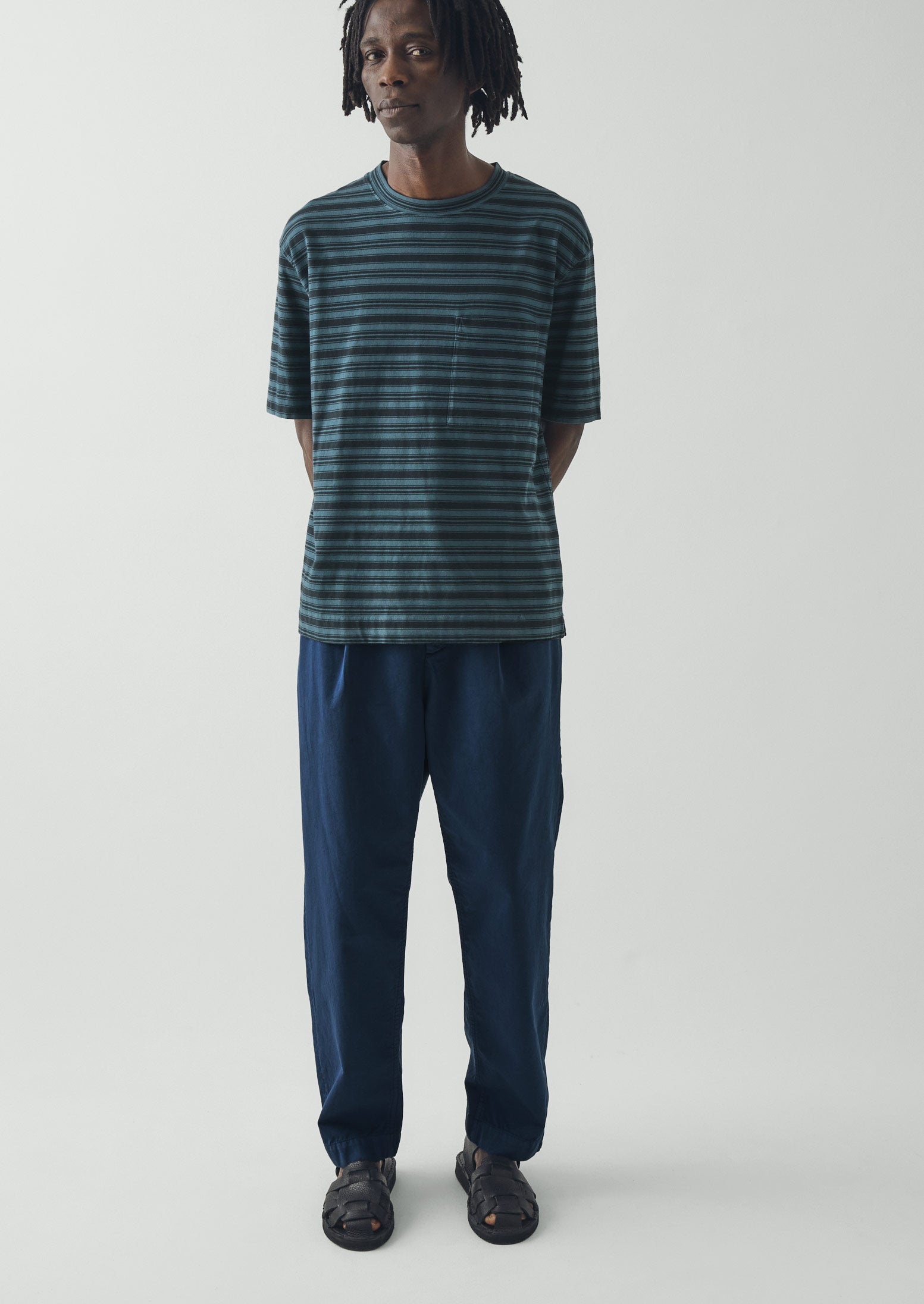 Otto Pleated Cotton Twill Trousers | Smoke Blue | TOAST