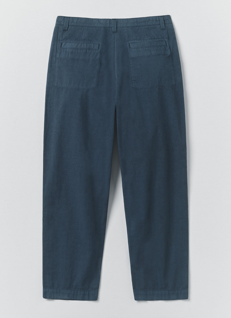 Otto Pleated Cotton Twill Trousers | Smoke Blue