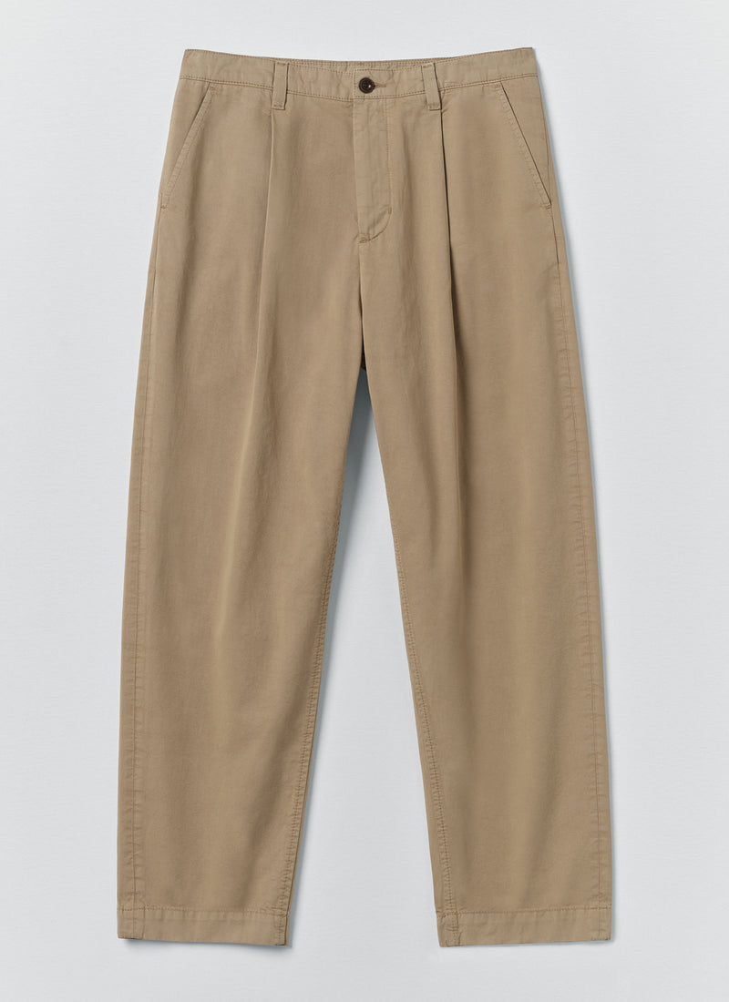 Otto Pleated Cotton Twill Trousers | Oyster