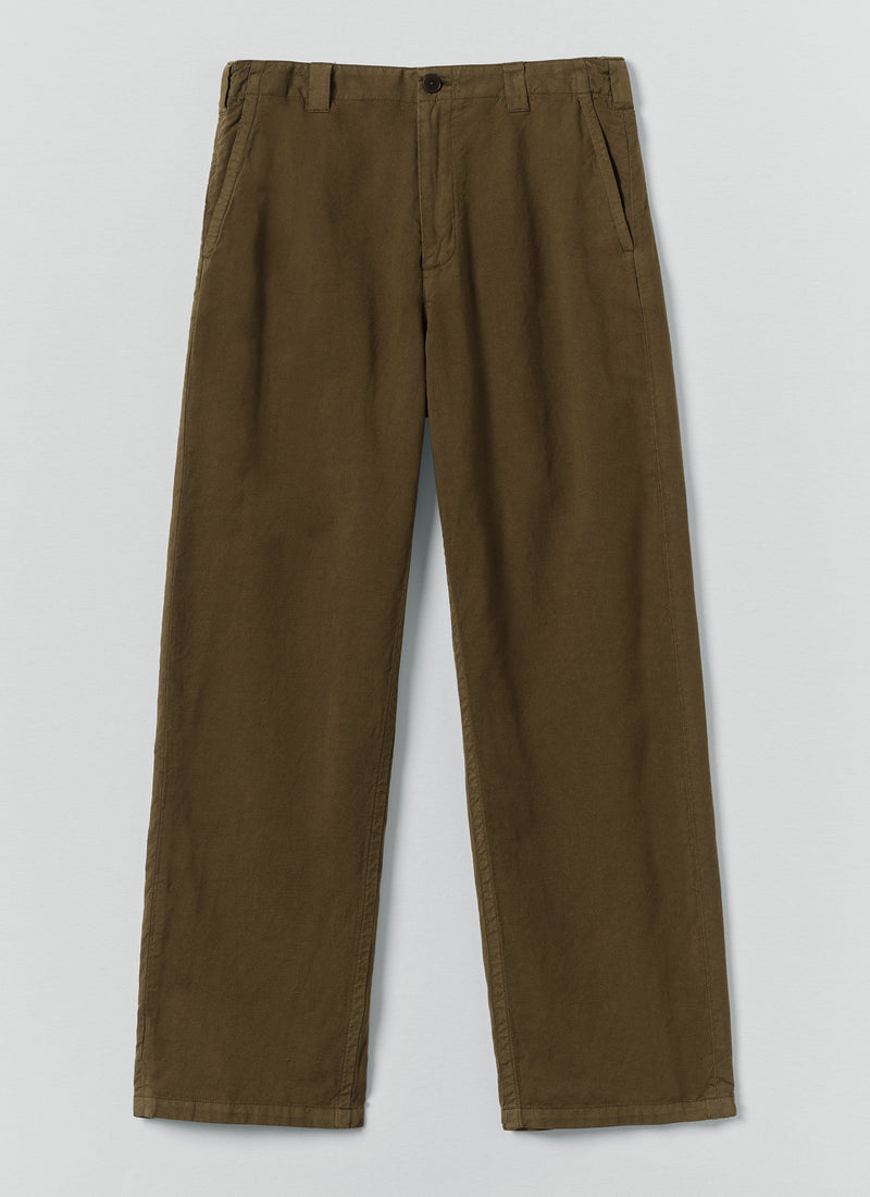 Rory Elasticated Cotton Linen Trousers | Bronze Green