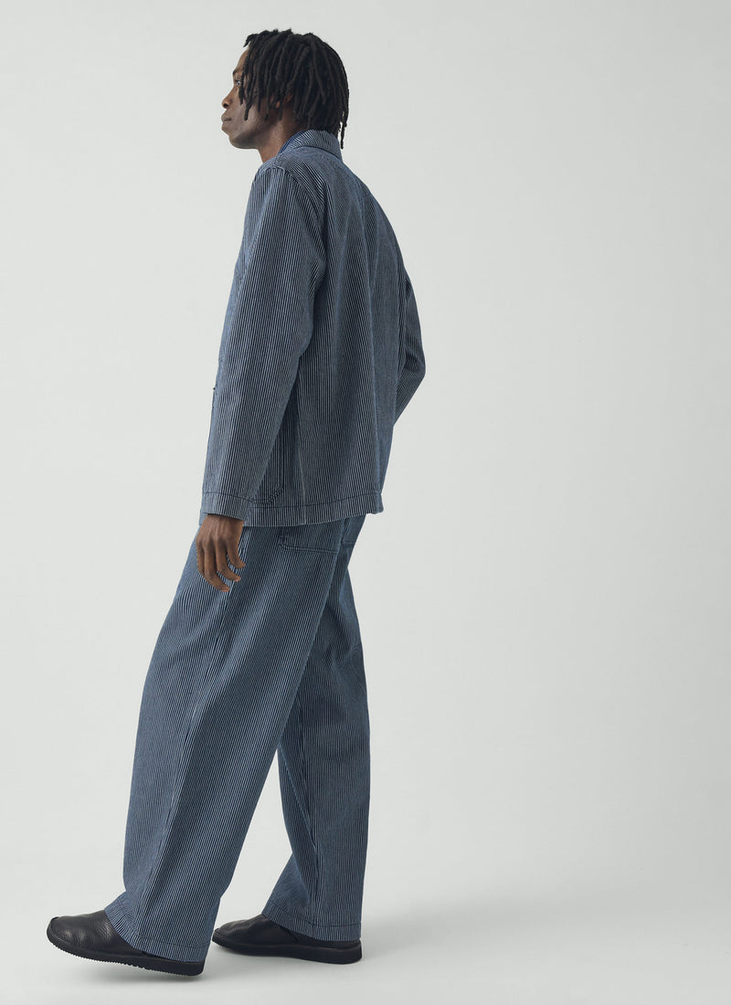 Jude Stripe Wide Leg Denim Trousers | Ecru/Indigo