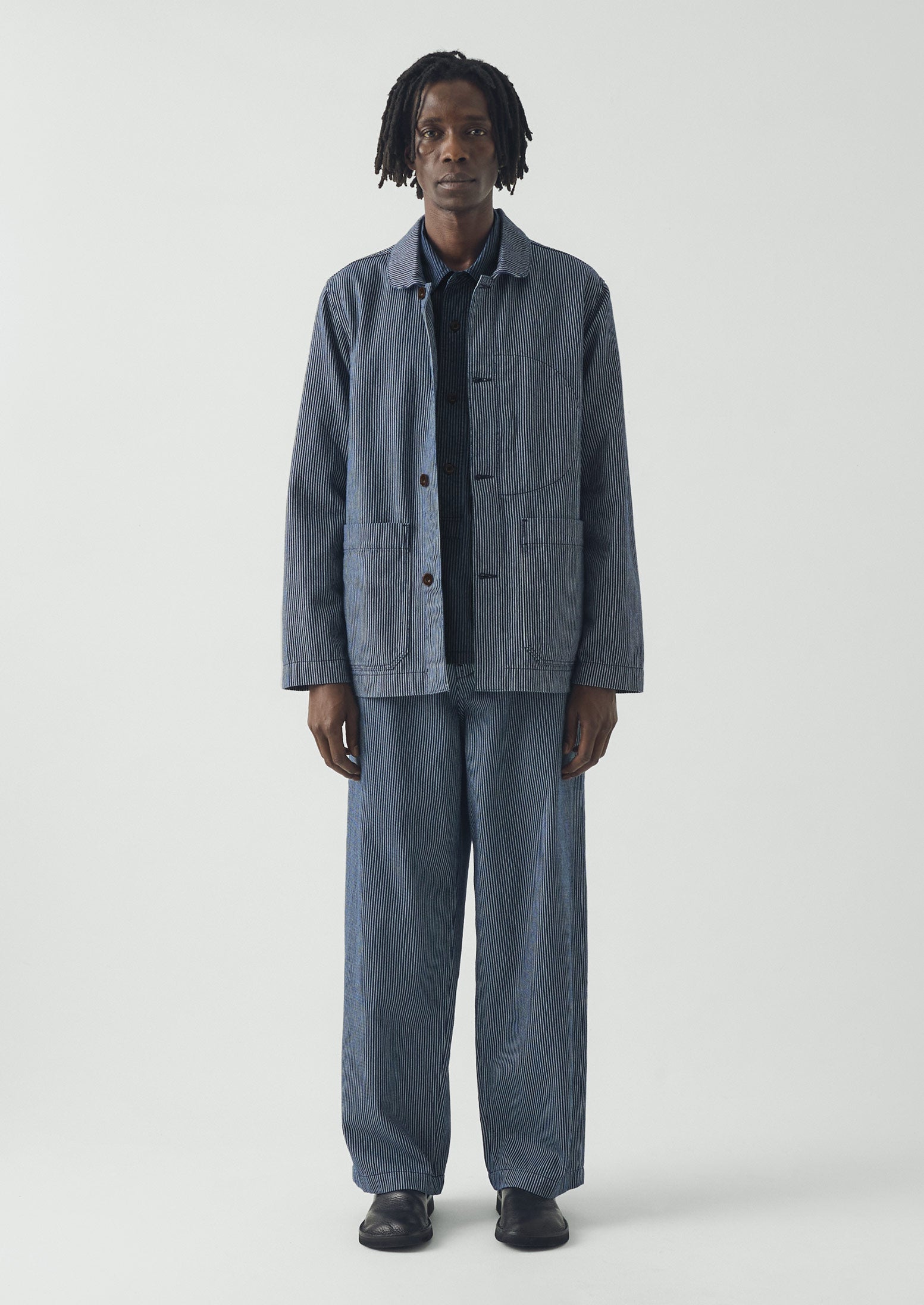 Jude Stripe Wide Leg Denim Trousers | Ecru/Indigo | TOAST