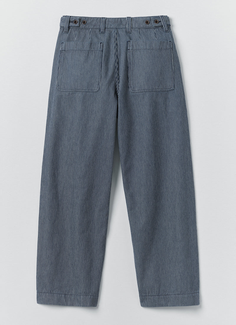 Jude Stripe Wide Leg Denim Trousers | Ecru/Indigo