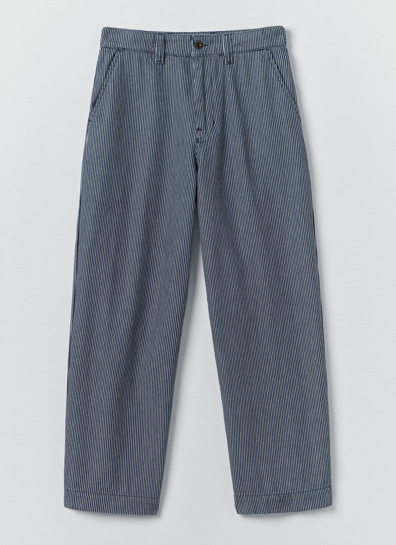Jude Stripe Wide Leg Denim Trousers | Ecru/Indigo