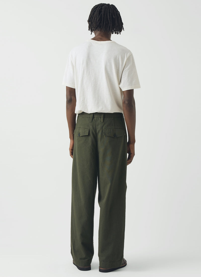 Bill Cotton Canvas Wide Leg Trousers | Kale