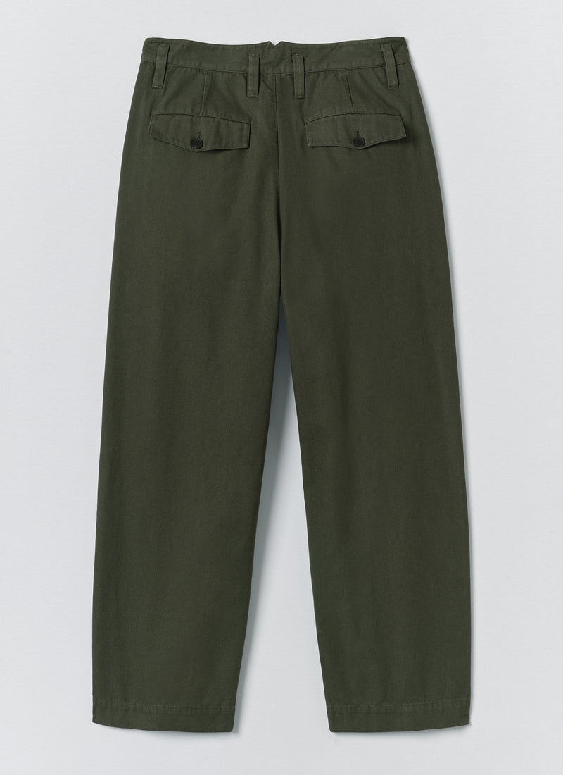 Bill Cotton Canvas Wide Leg Trousers | Kale