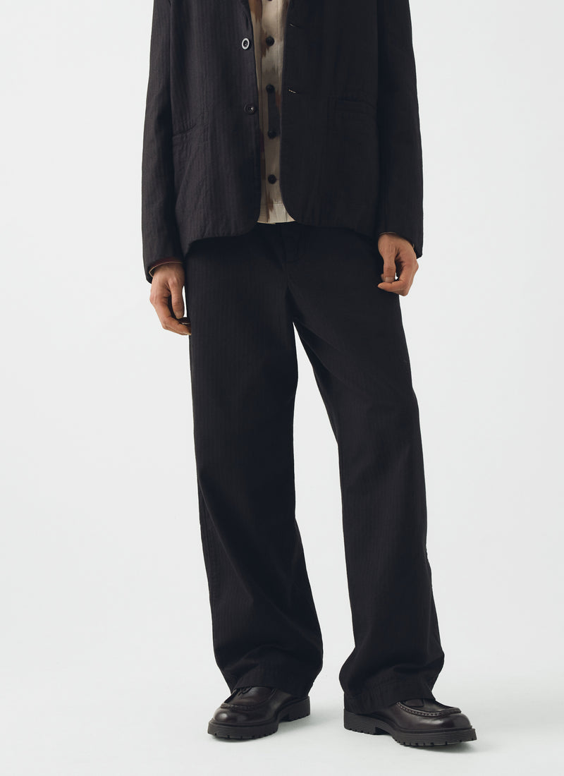 Jude Brushed Cotton Herringbone Trousers | Chocolate