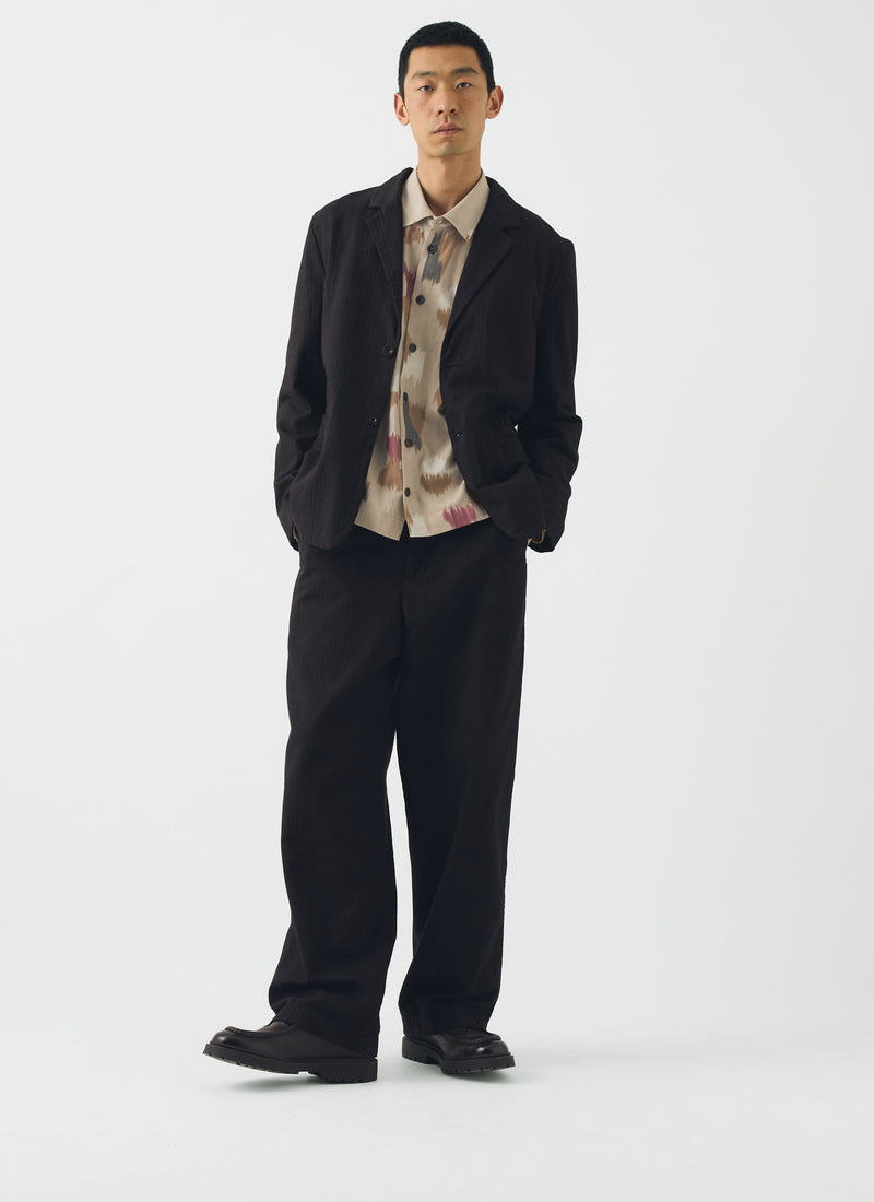 Jude Brushed Cotton Herringbone Trousers | Chocolate