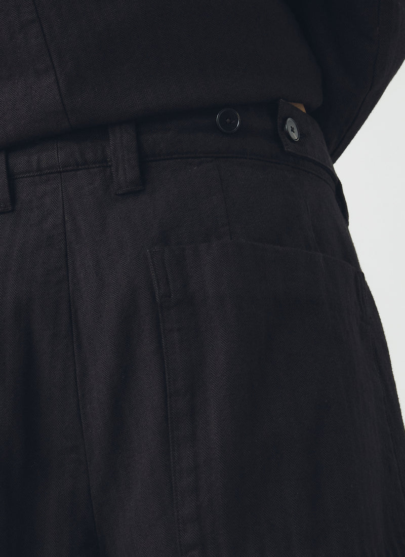 Jude Brushed Cotton Herringbone Trousers | Chocolate