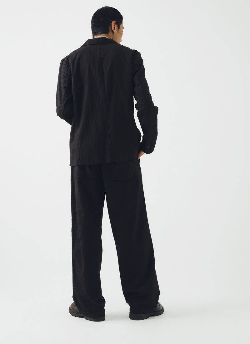 Jude Brushed Cotton Herringbone Trousers | Chocolate