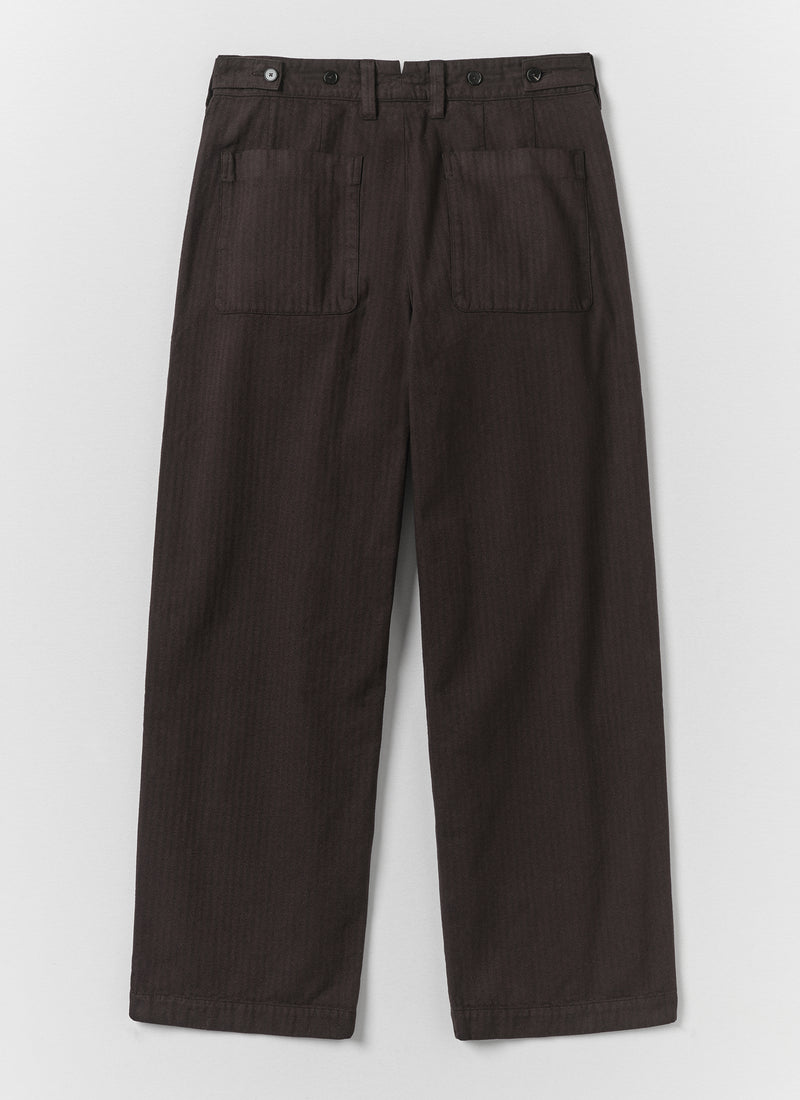 Jude Brushed Cotton Herringbone Trousers | Chocolate