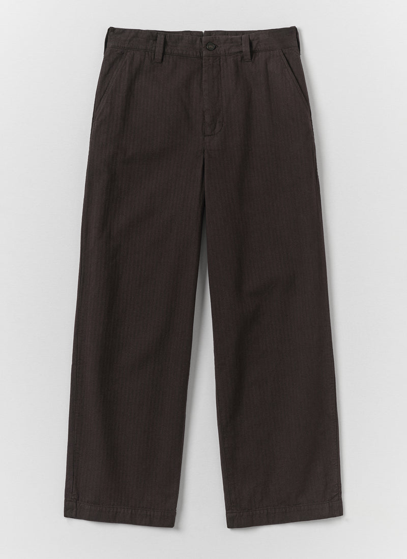 Jude Brushed Cotton Herringbone Trousers | Chocolate