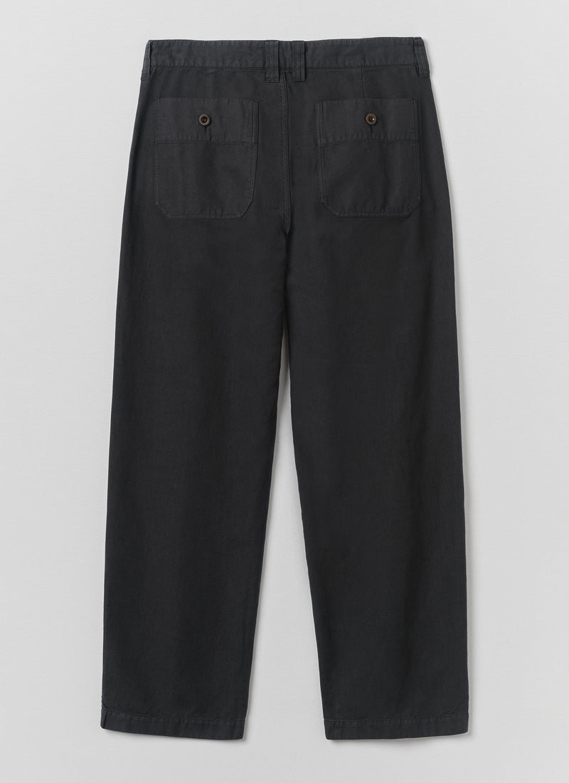 Rory Straight Leg Cotton Linen Trousers | Washed Black