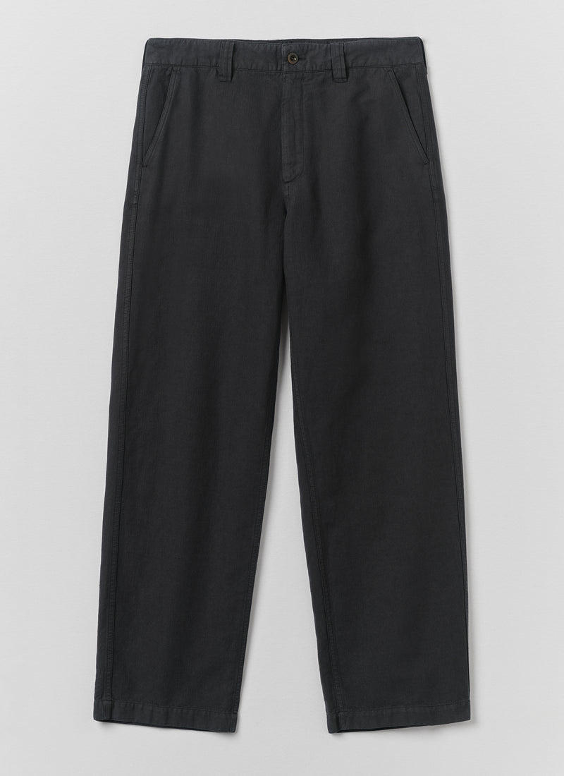 Rory Straight Leg Cotton Linen Trousers | Washed Black