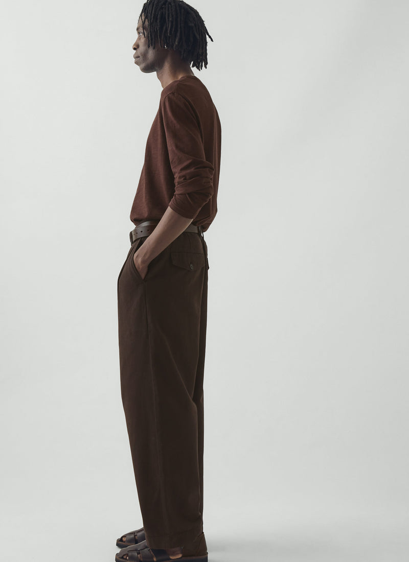 Bill Cotton Canvas Wide Leg Trousers | Mahogany