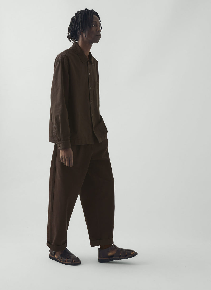 Bill Cotton Canvas Wide Leg Trousers | Mahogany