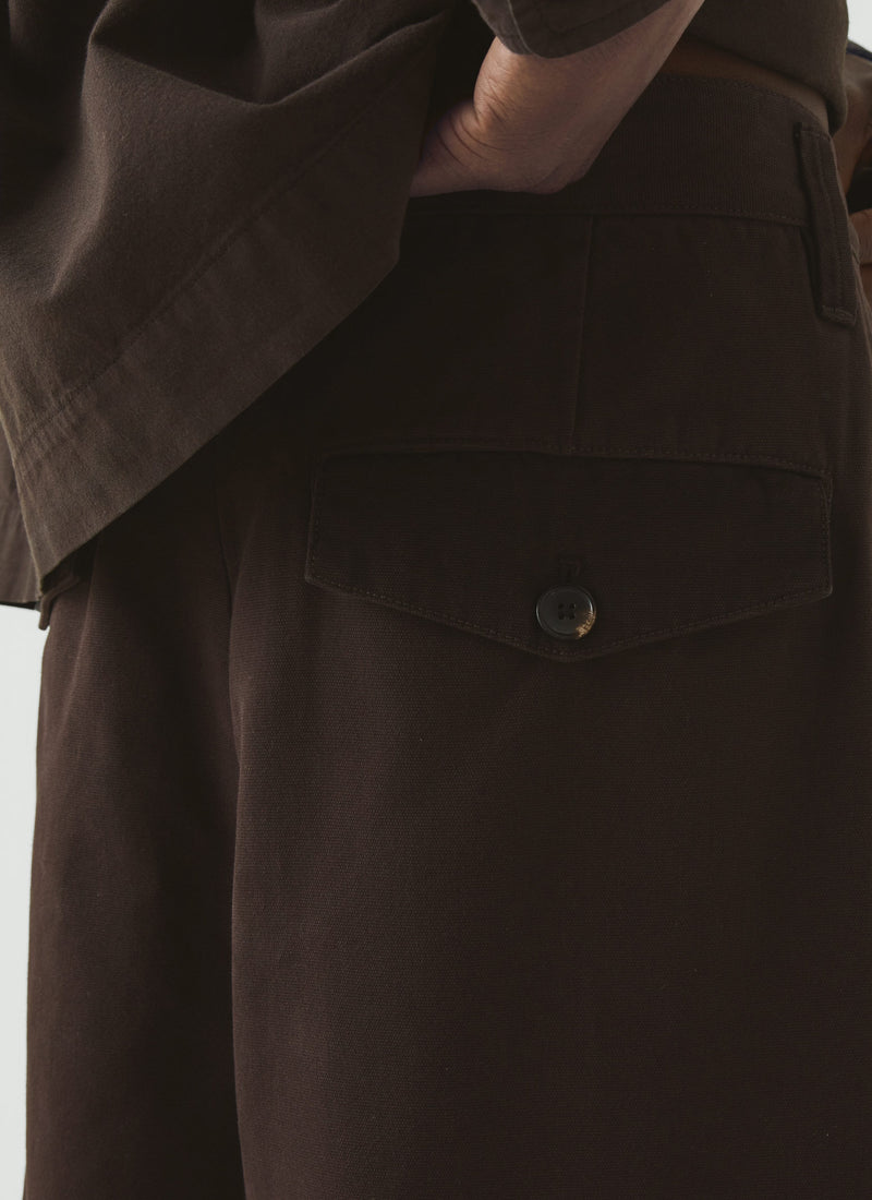 Bill Cotton Canvas Wide Leg Trousers | Mahogany