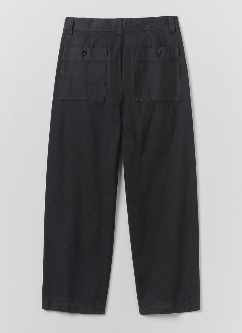 Jude Cotton Canvas Wide Leg Trouser | Dark Steel