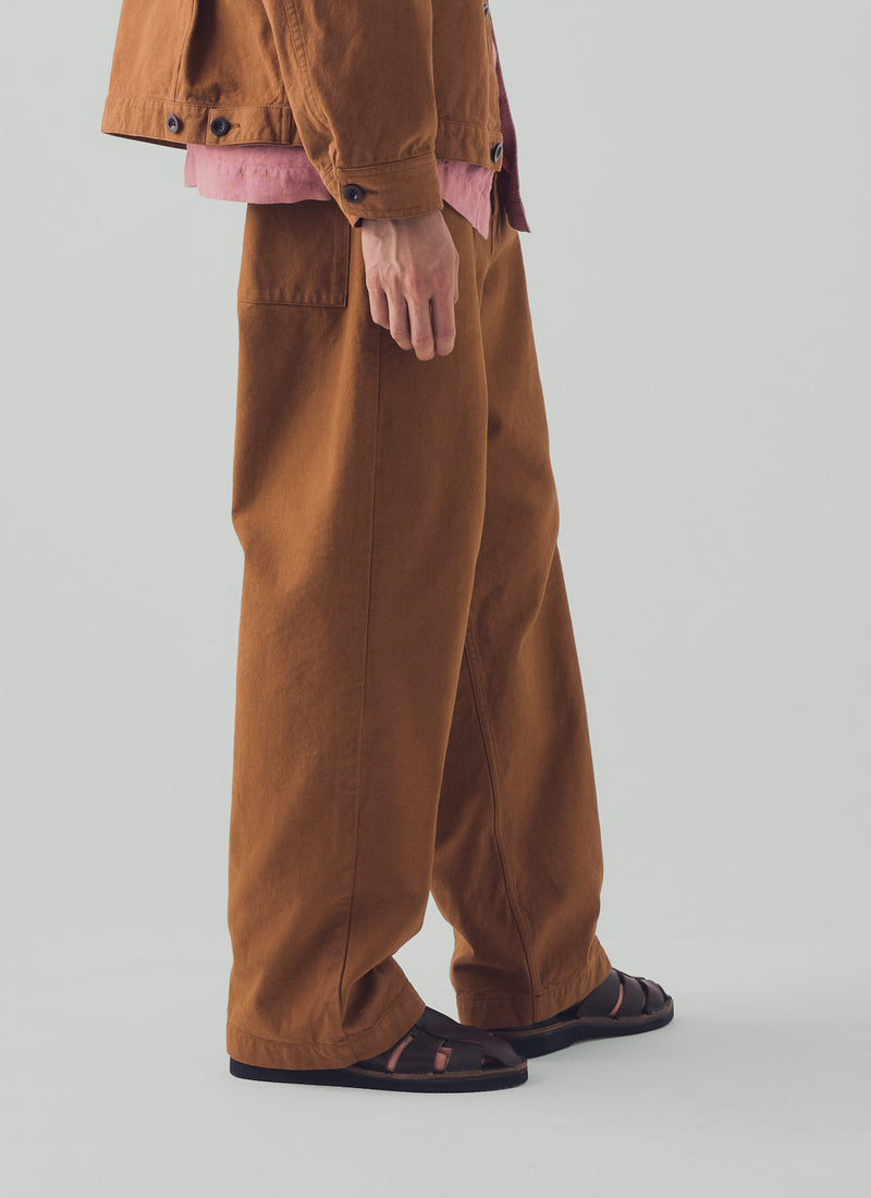 Jude Cotton Canvas Wide Leg Trouser | Brown Anise