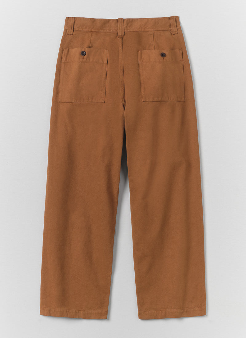 Jude Cotton Canvas Wide Leg Trouser | Brown Anise