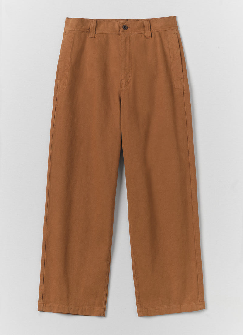 Jude Cotton Canvas Wide Leg Trouser | Brown Anise