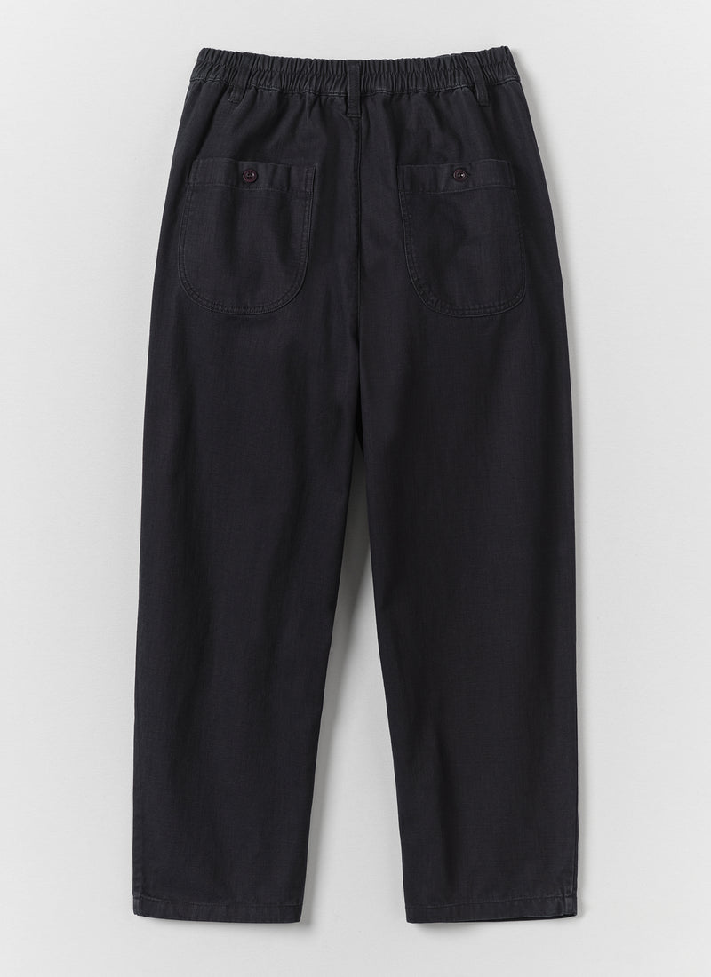 Casper Pigment Dye Cotton Trousers | Blue Black