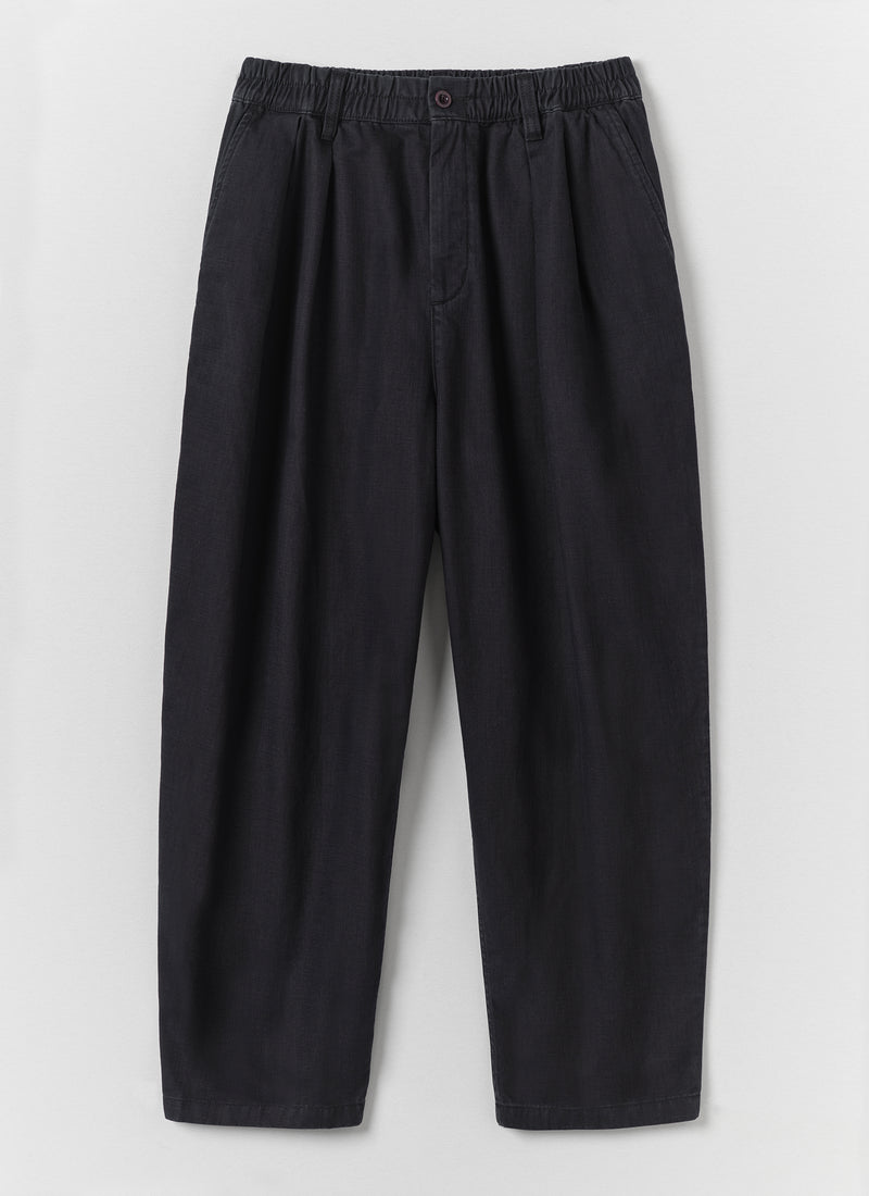 Casper Pigment Dye Cotton Trousers | Blue Black
