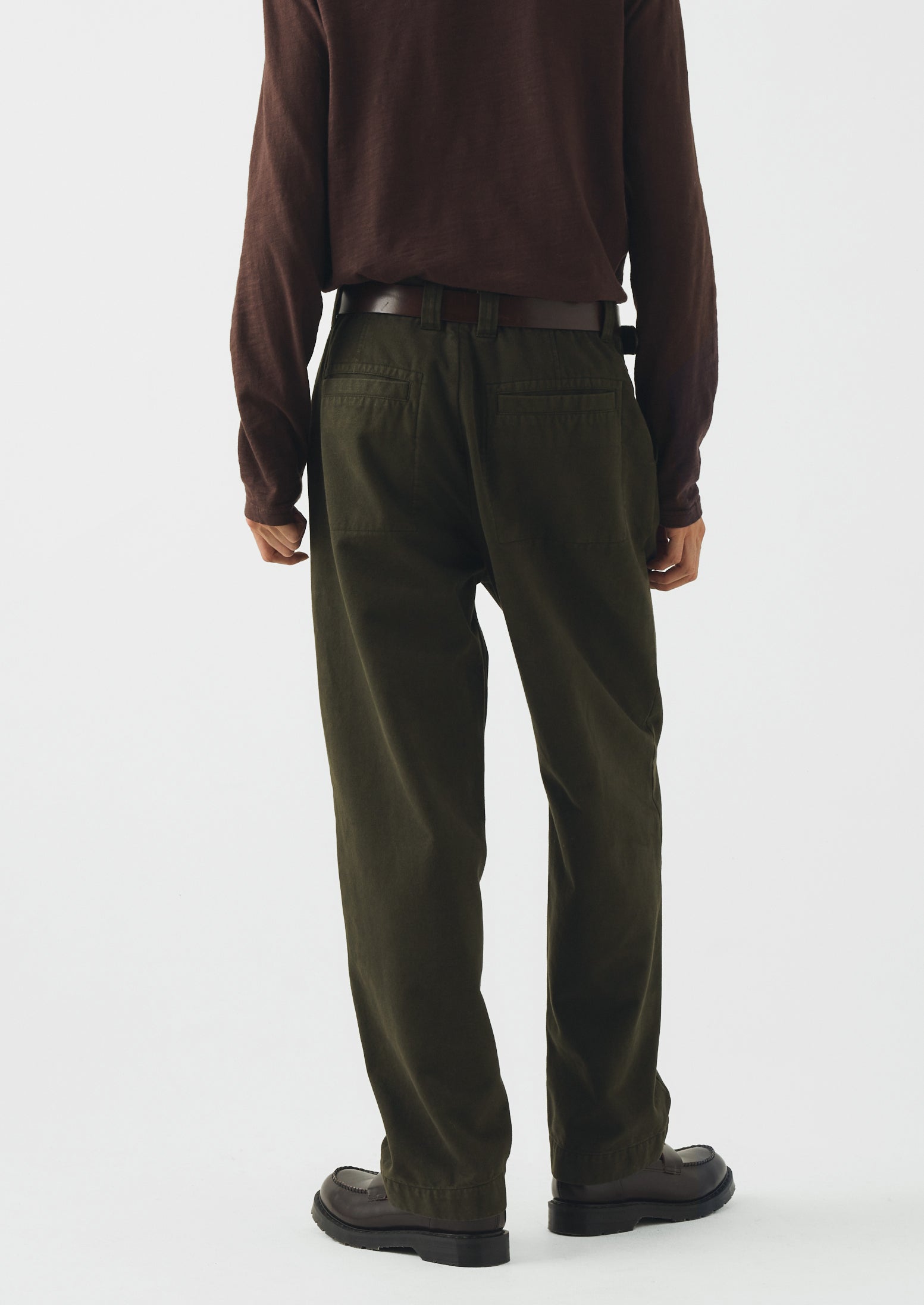 オルゲイユ Trousers Cotton Herringbone size32 Otto Cotton Herringbone Pleated Trousers | Tent Green | TOAST