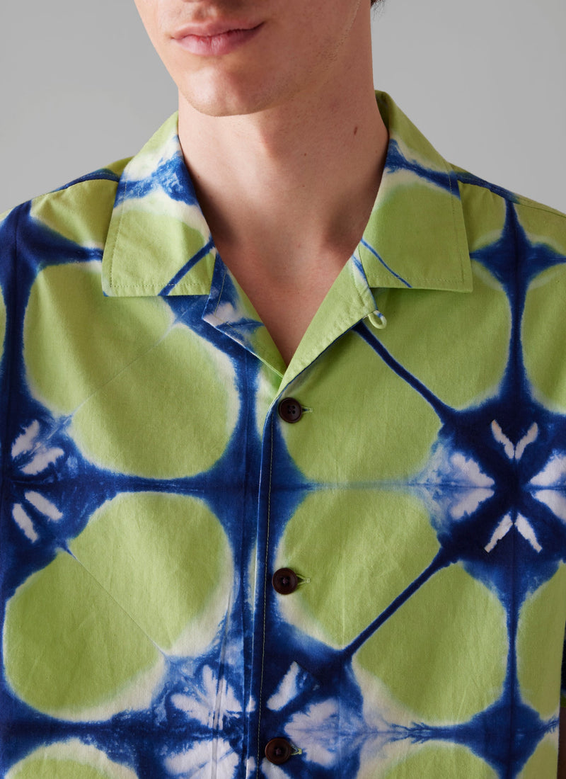 Clamp Dyed Short Sleeve Shirt | Lime Green