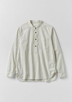 Grandad Collar Stripe Pullover Shirt | Sunwashed Blue | TOAST
