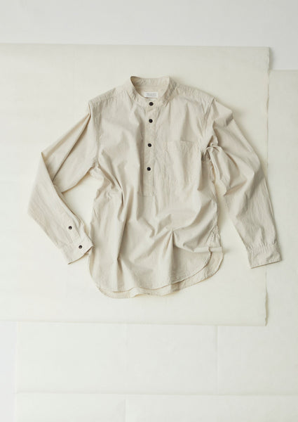 Grandad Collar Stripe Pullover Shirt Sunwashed