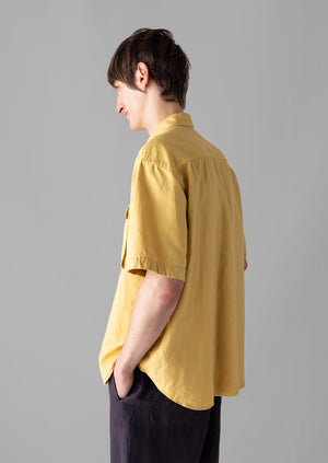 Dropped Shoulder Cotton Linen Shirt | Soft Yellow