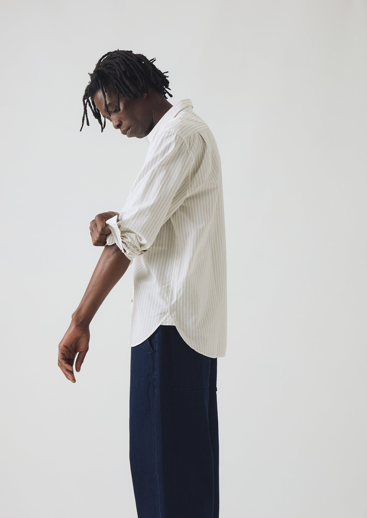 Jacquard Stripe Shirt | Shale Stone | TOAST