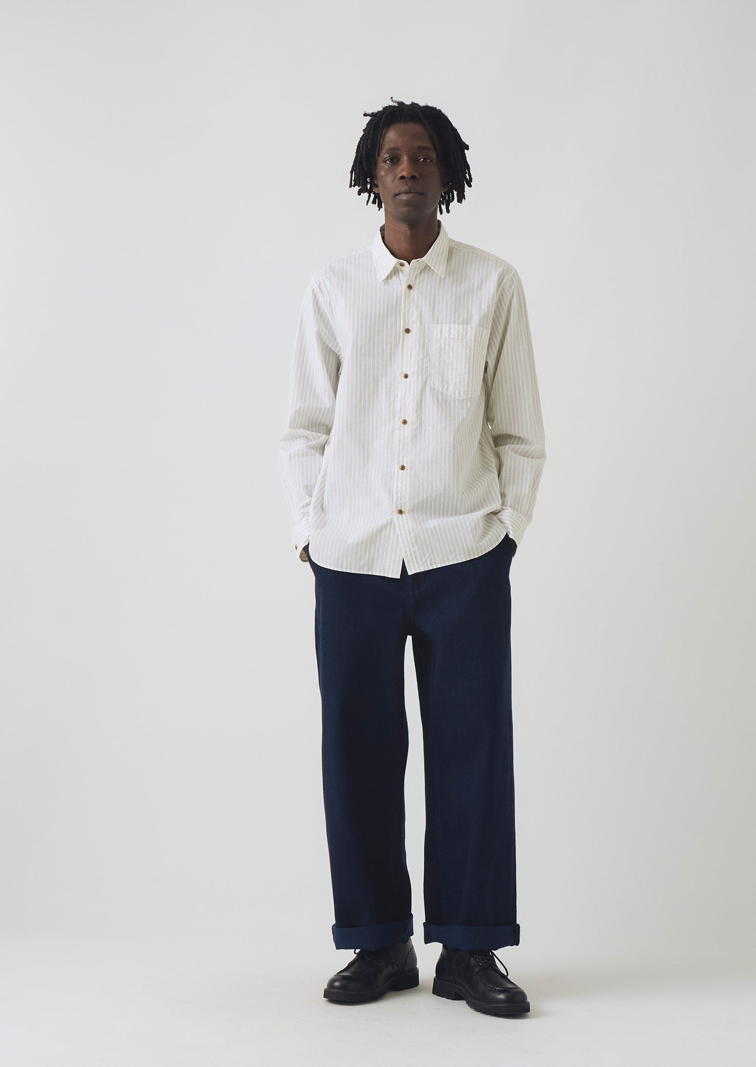 メンズウェア SaturdaysNYC PE Stripe Jacquard LS Shirt Jacquard Stripe Shirt | Shale Stone | TOAST