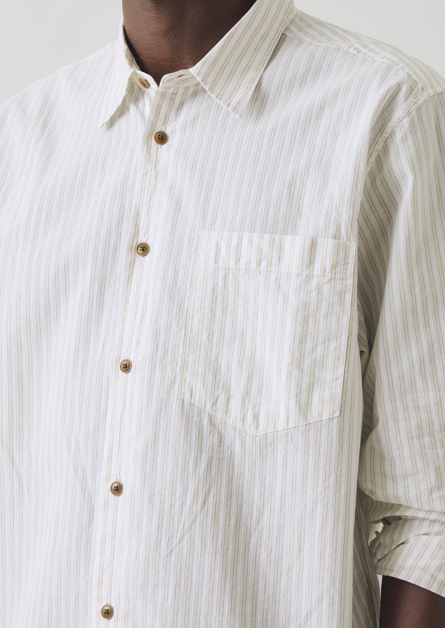 【Rito】satin stripe shirts ホワイト Jacquard Stripe Shirt | Shale Stone | TOAST