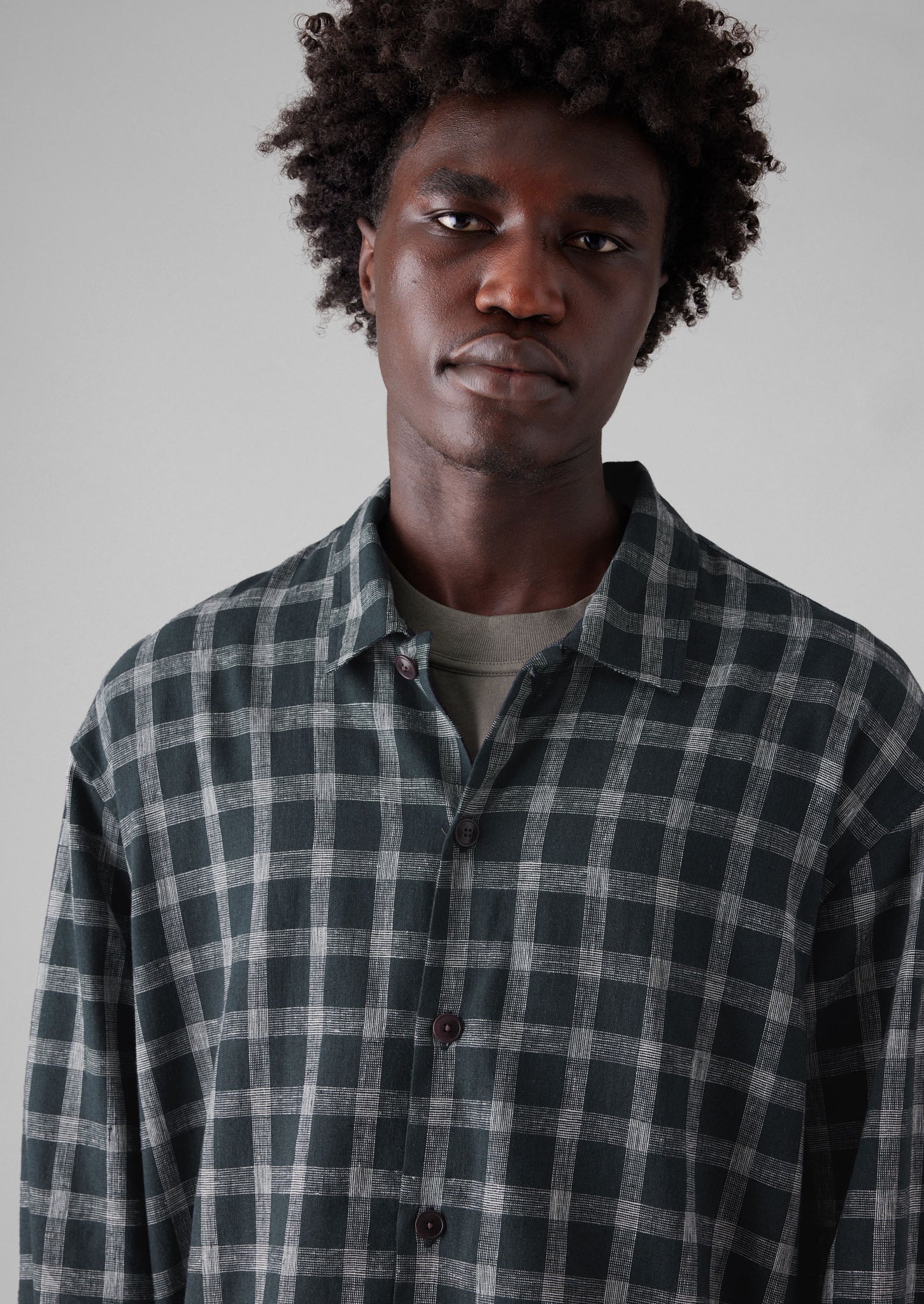 Cotton Linen Check Shirt | Slate