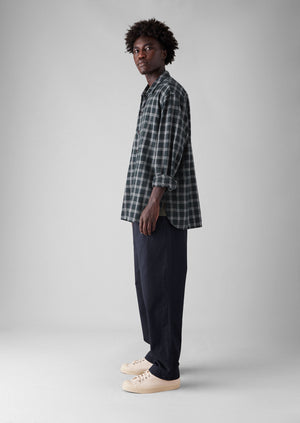 Cotton Linen Check Shirt | Slate