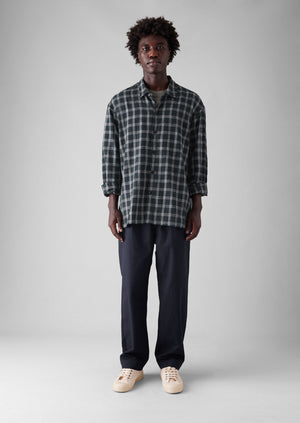 Cotton Linen Check Shirt | Slate