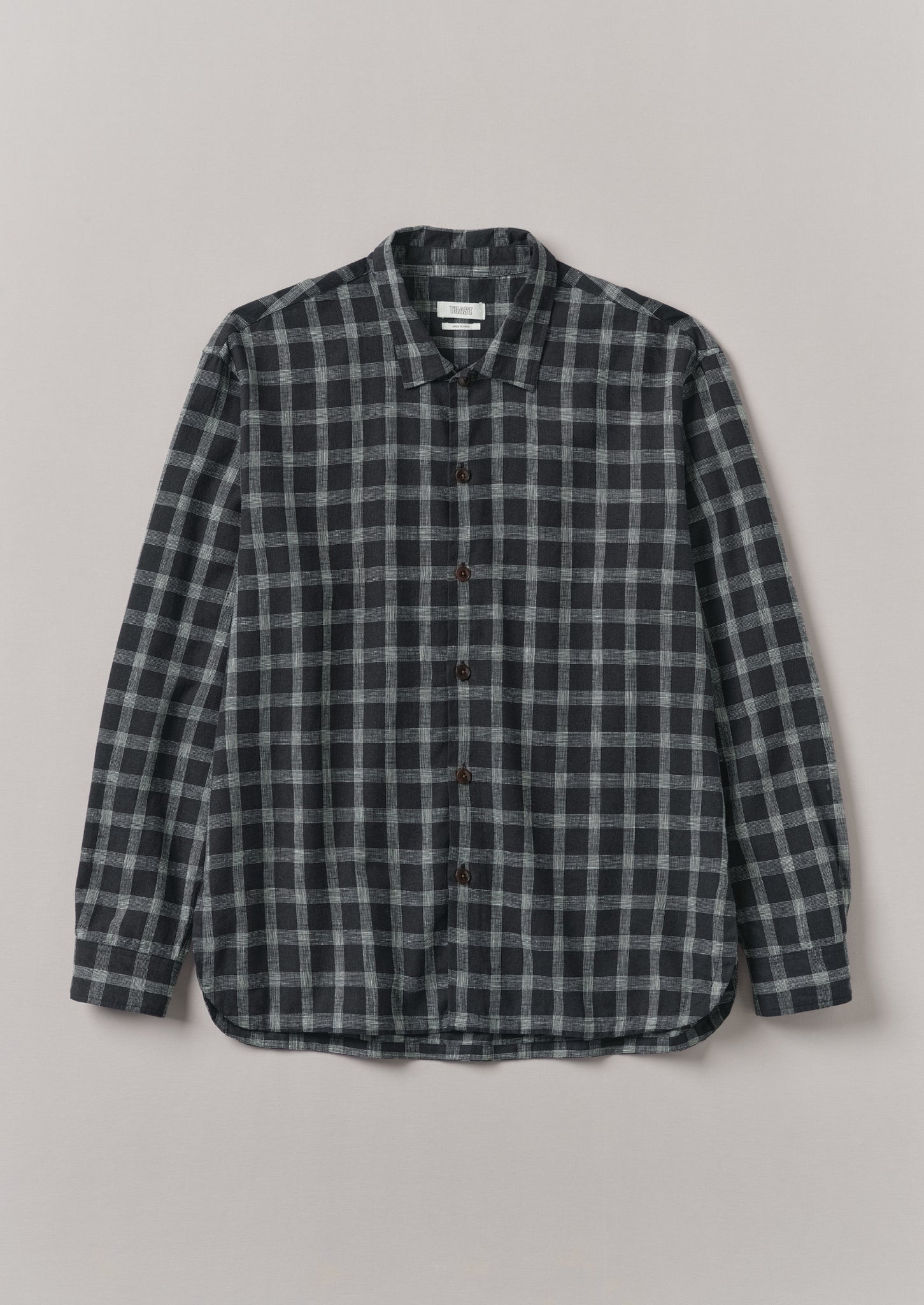 Cotton Linen Check Shirt | Slate
