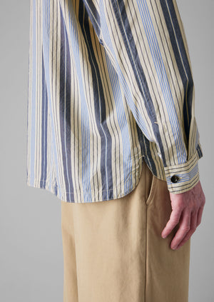 Half Placket Stripe Shirt | Ecru/Mixed Blues